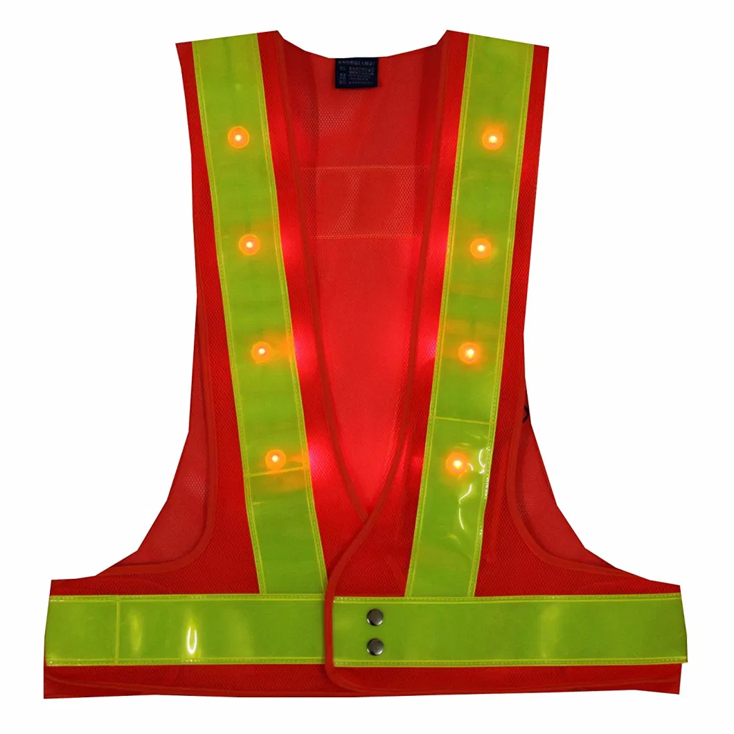 Hi Viz Polyester Flashing LED Light Traffic Safety Clothing Vest for Night Running