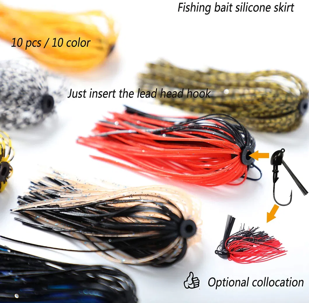 Silicone Jig Skirts DIY Rubber Skirt Fishing Bass Jig Lures 50 Strands Fishing Lure Skirt Replacement for Spinnerbaits Bass Buzzbaits Fishing Jigs Trailers