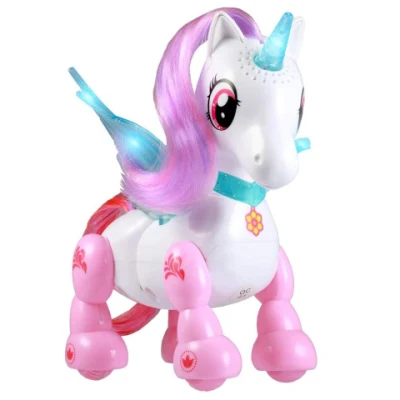 Giocattolo unicorno intelligente con corno luminoso e ali luminose, giocattolo interattivo con unicorni Bo Pony, con suono, per bambini